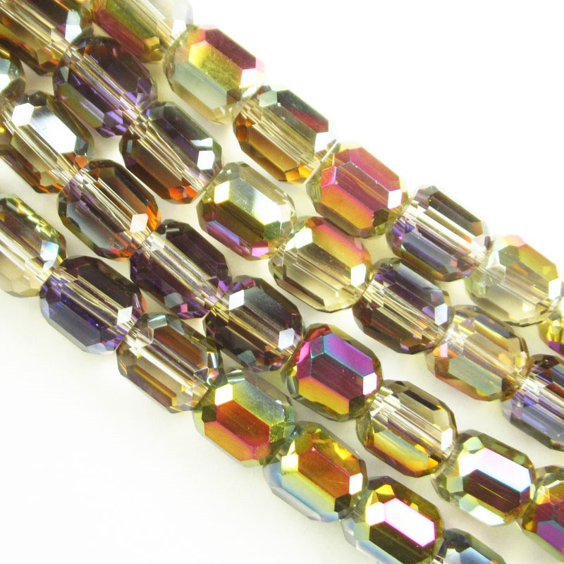 1Strand 8x7mm Faceted Rainbow Crystal Column Loose Bead 24inch SJTZ26