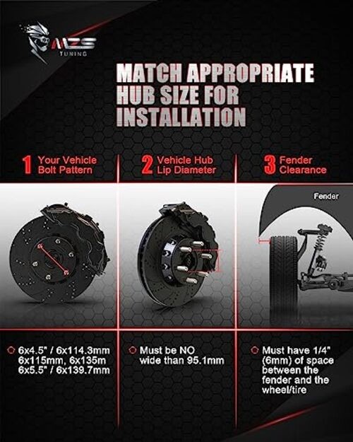 Wheel Spacers, 1/4″ 6mm 6×4.5 / 6 Lug-M12-M14-114.3/115/135/139.7-2 Pieces