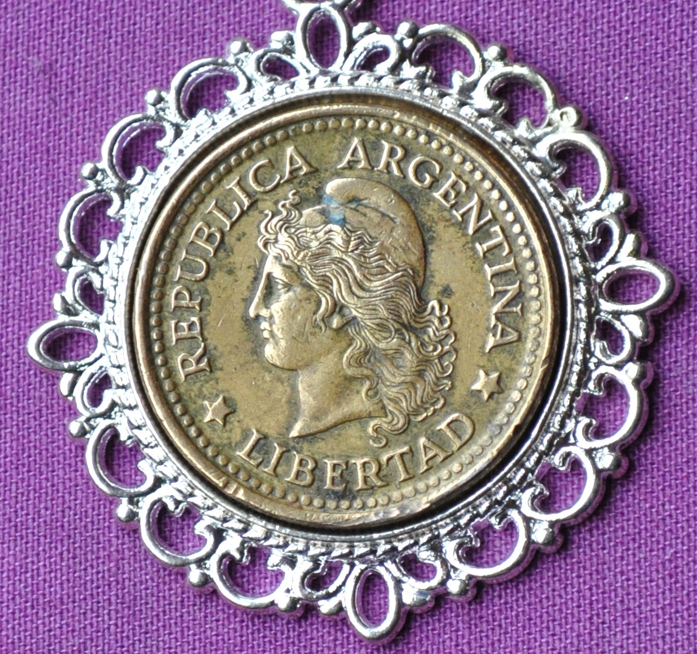 Argentina Liberty Head Coin Pendant Necklace