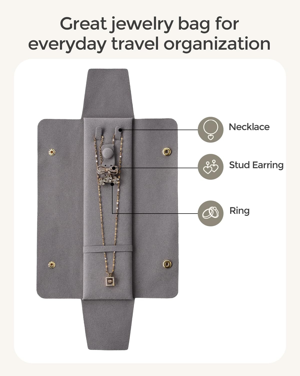6 Pcs Velvet Travel Jewelry Roll Bag Organizer for Necklaces, Rings, Earrings…