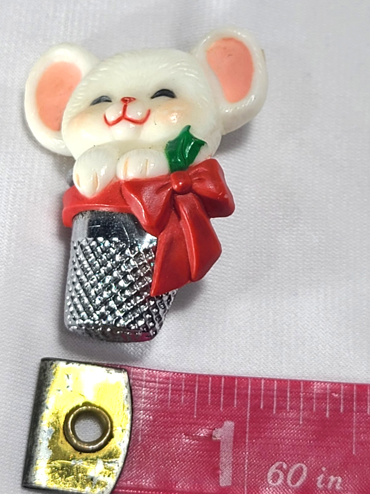 Vintage Hallmark Pin Mouse in A Thimble Happy Holiday Pin 1984 Happy Pin