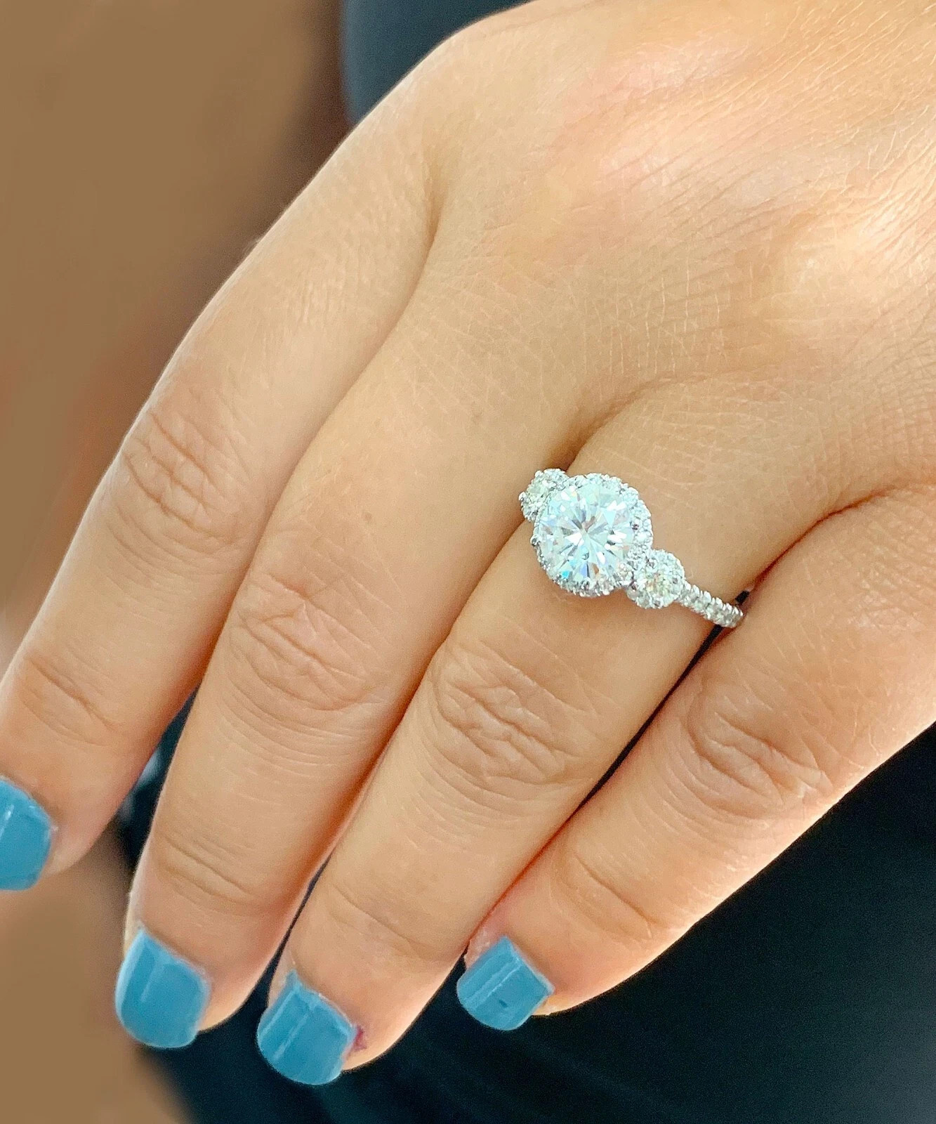 Certified Natural 2ct F/VS Round Diamond 14K White Gold Engagement Ring For Love