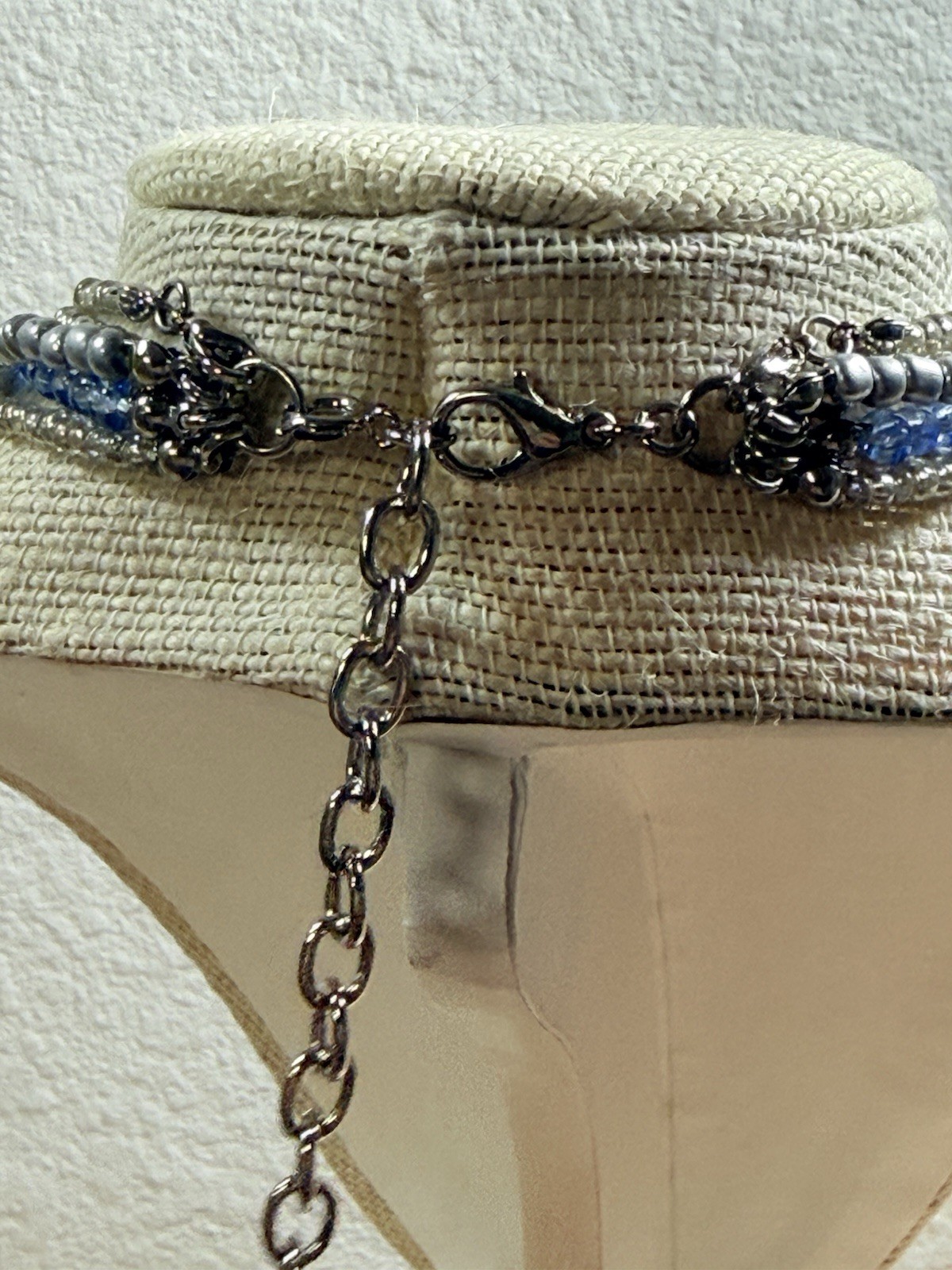 Premier Designs Multi Strand Beaded Statement Necklace Lapis Blue Silver