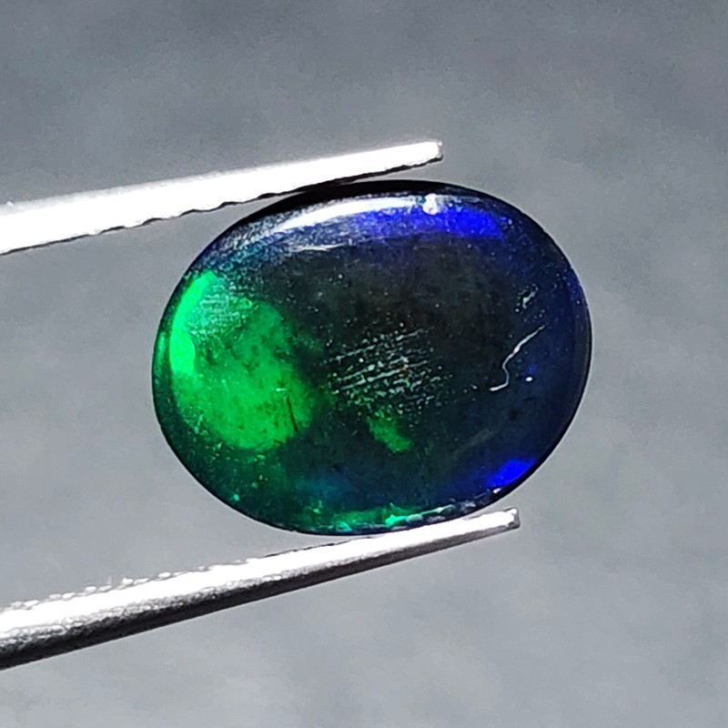 Natural Welo Black Opal Ethiopia Oval Cabochon Vivid Blue Green Fire 1.30Ct Gem