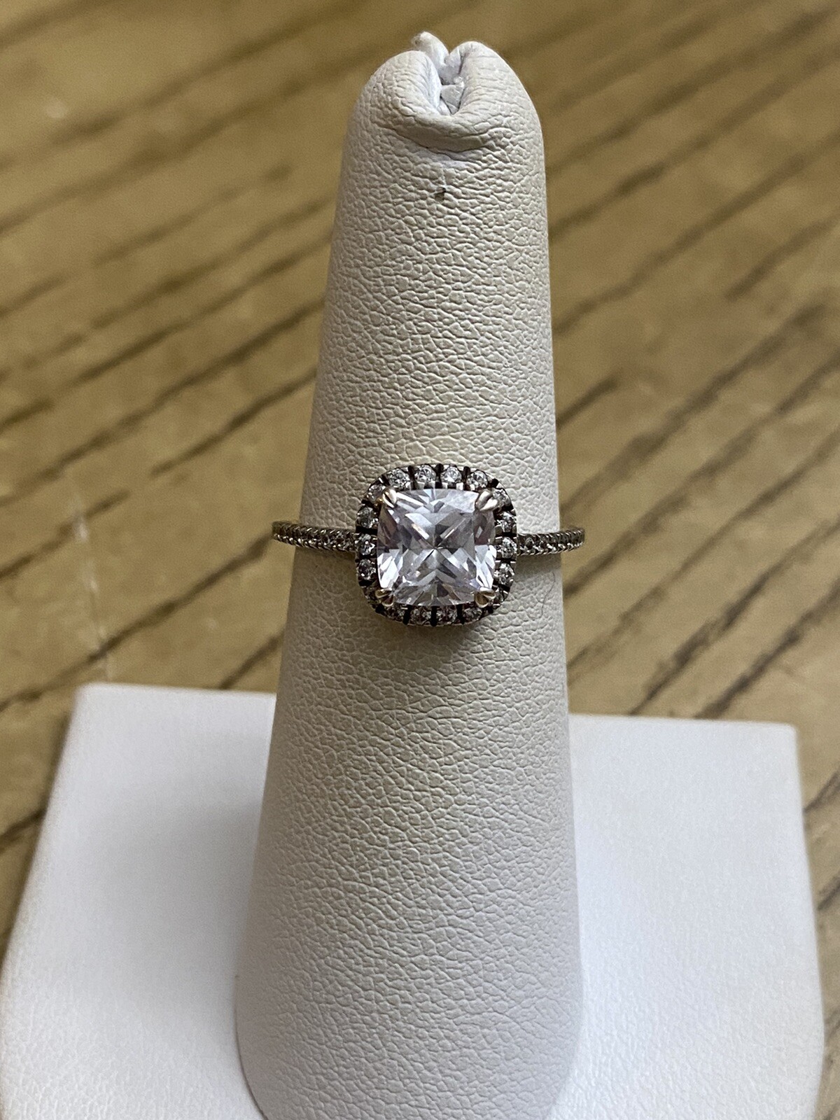 935 Argentium Silver Signed CZ Halo Band Ring Size 6
