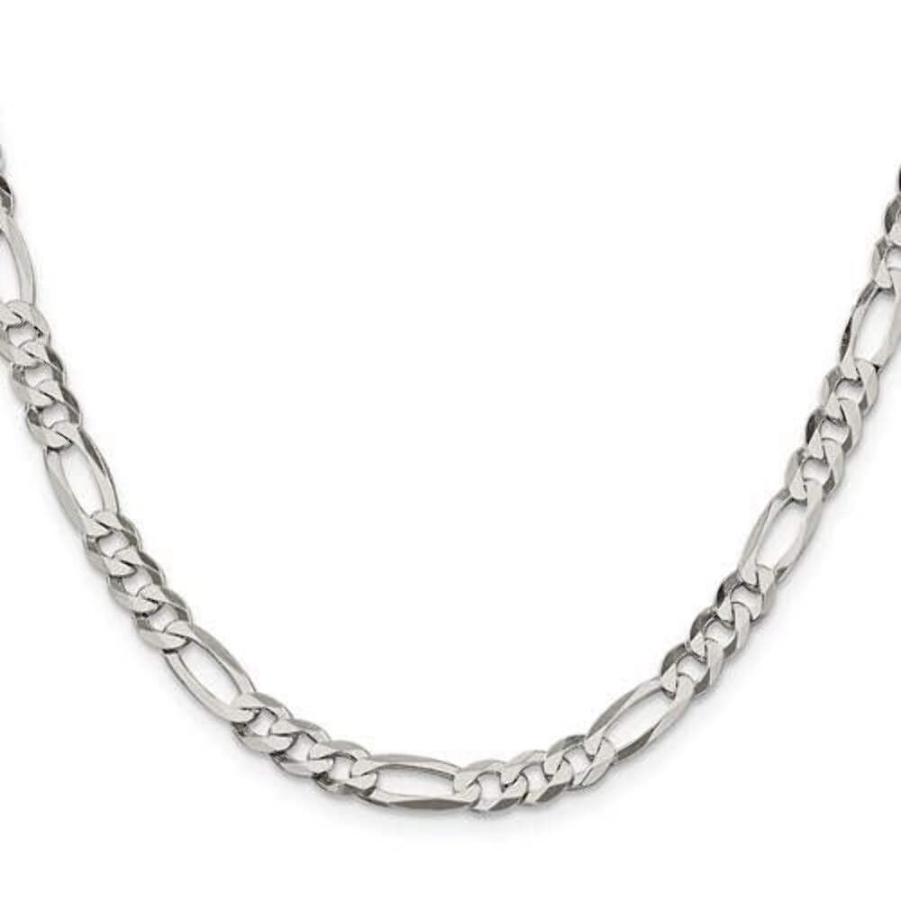 Sterling Silver 5.5mm Flat Figaro Chain Necklace 18in