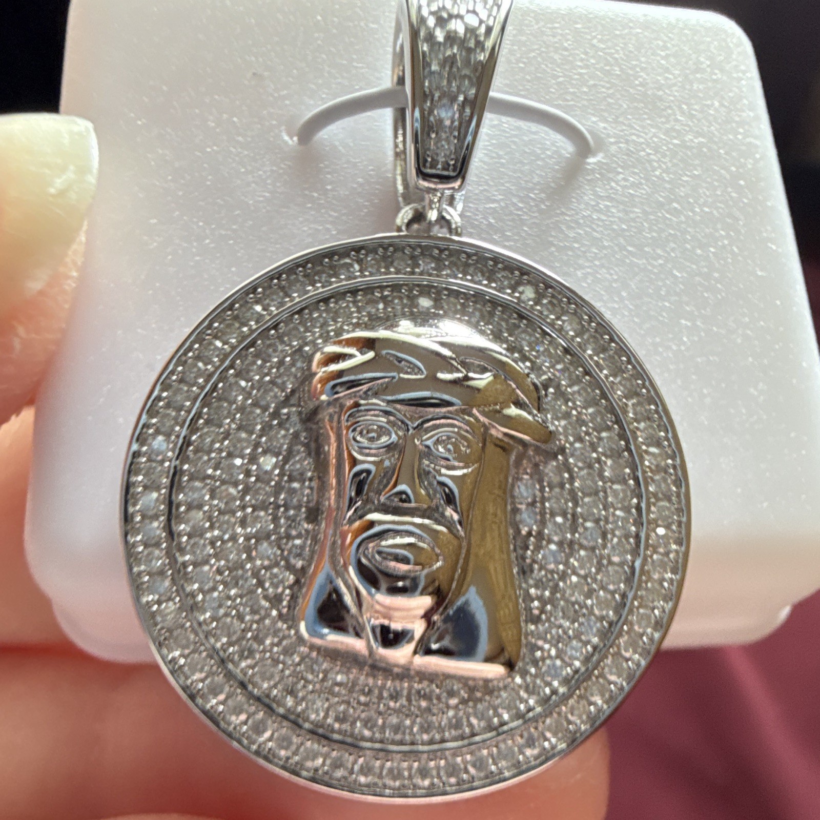 Solid 925 Sterling Silver Iced Out VVS D Moissanite Medium Jesus Piece Pendant