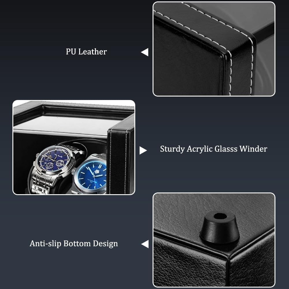 Elegant Double Watch Winder with Soft Lining & USB Power – For Automatic Watches