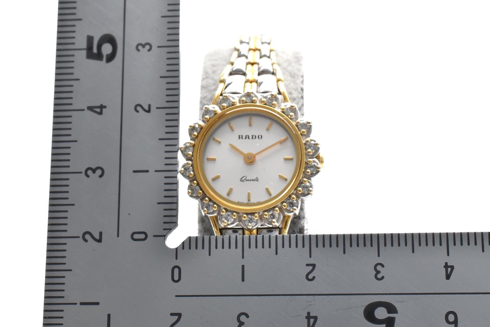 Vintage [Box] RADO 133.9700.2 Gold Diamond Bezel Quartz 22mm Women’s Watch JAPAN