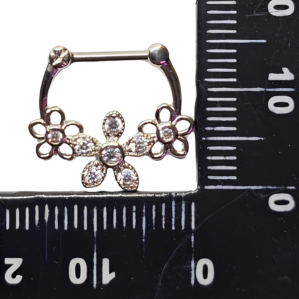 Daisy Flower Septum Floral CZ Piercing Clicker 16g (1.2mm) 316L Surgical Steel