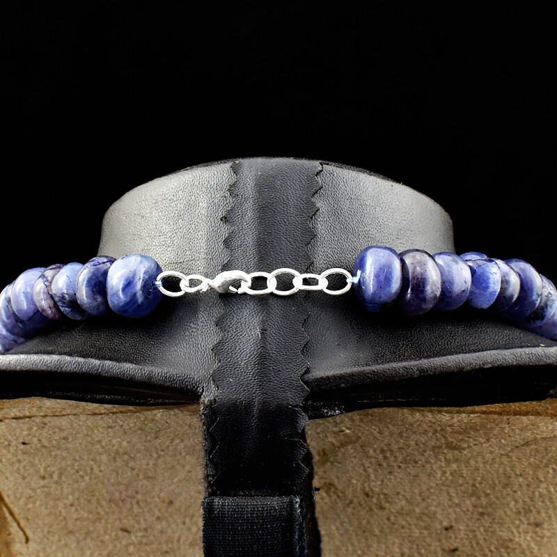 740.00 Cts Natural Round Shape Blue Iolite Unheated Beads Necklace NK03E175 (DG)
