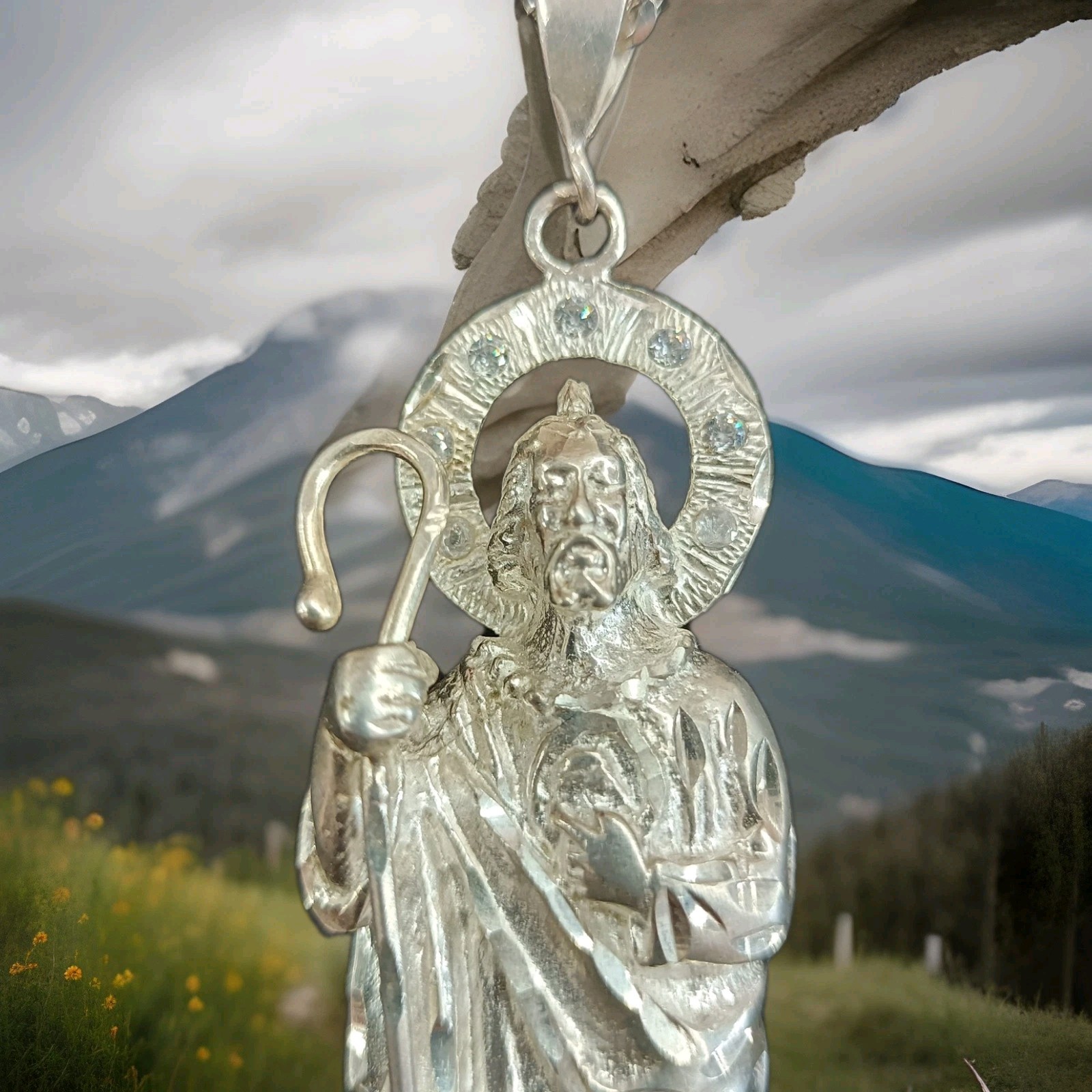 Dije San Judas Tadeo Grande Plata Mexicana 925 Sterling Silver Saint Jude