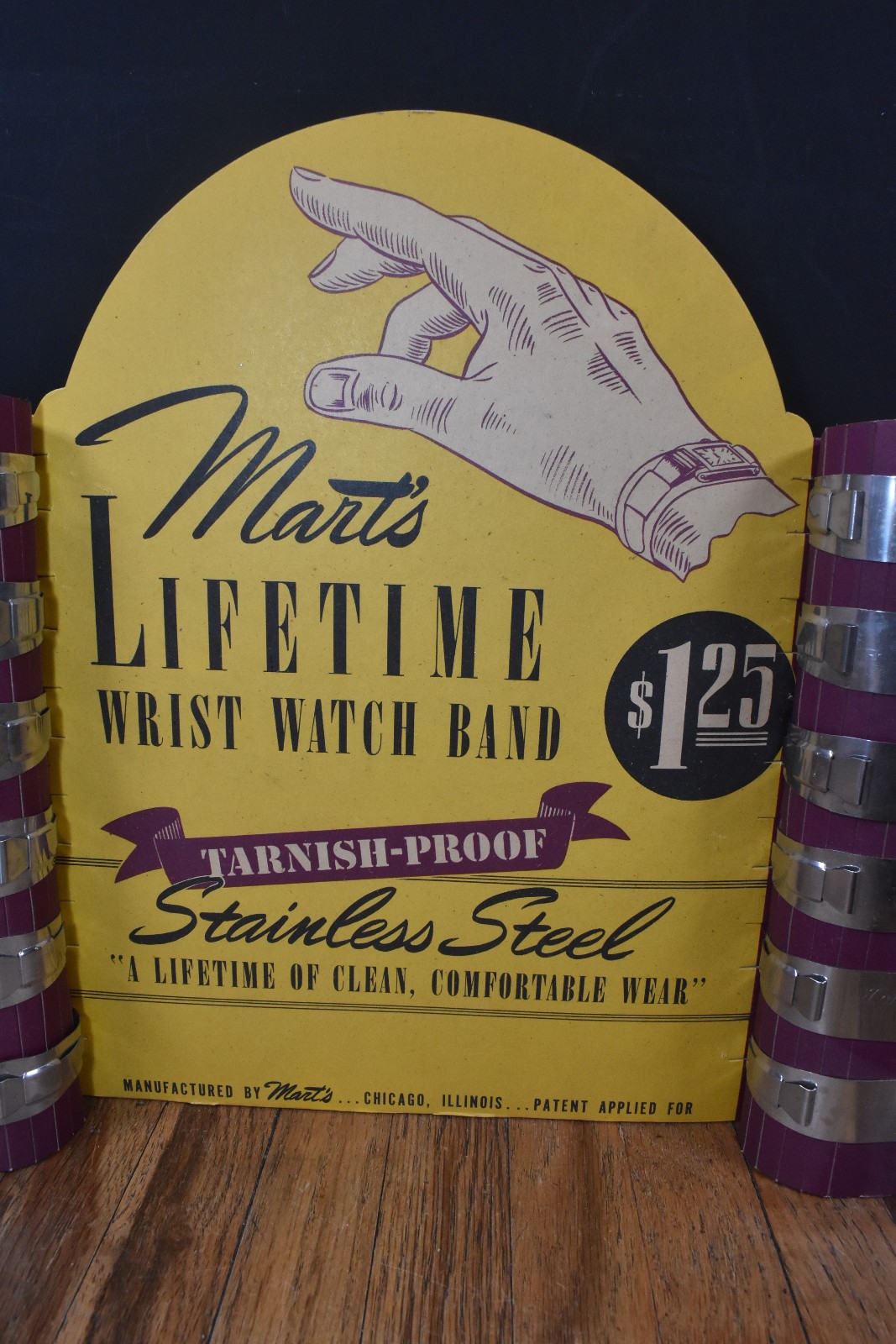 Vintage Marts Wrist Watch Countertop Advertising Store Display Sign in Box NOS