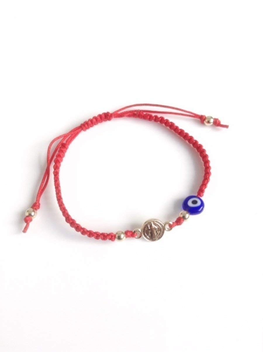 Saint Benedict Adjustable Red String Kabbalah Bracelet for all Ages Women Pro…