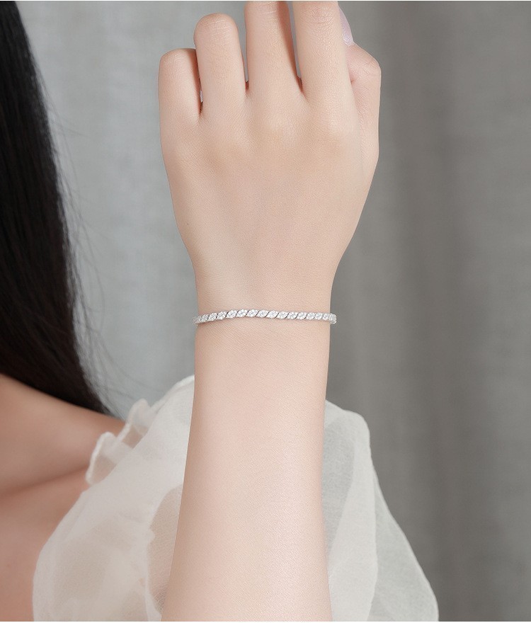 16cm Prismatic Moissanite Tennis Chain S925 Sterling Silver Bracelet Women-Used