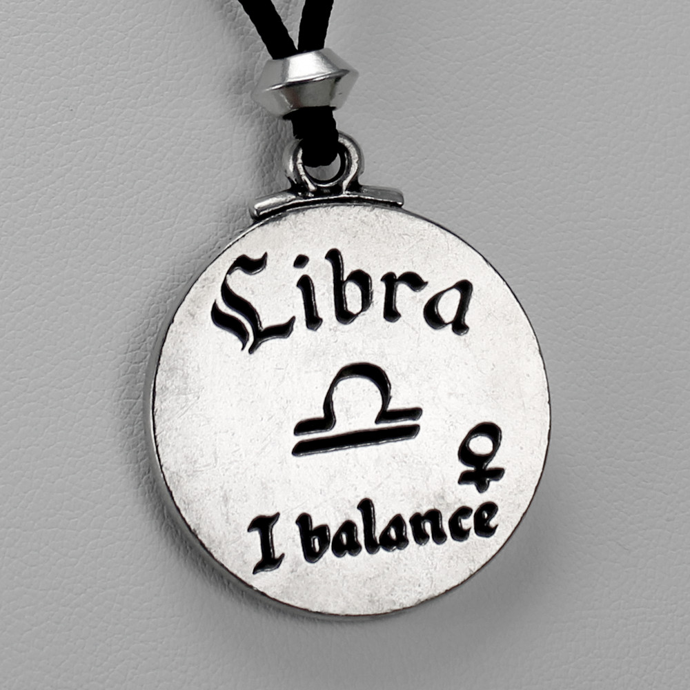 Libra Zodiac Pendant Astrology Necklace Horoscope Jewelry Pewter Amulet