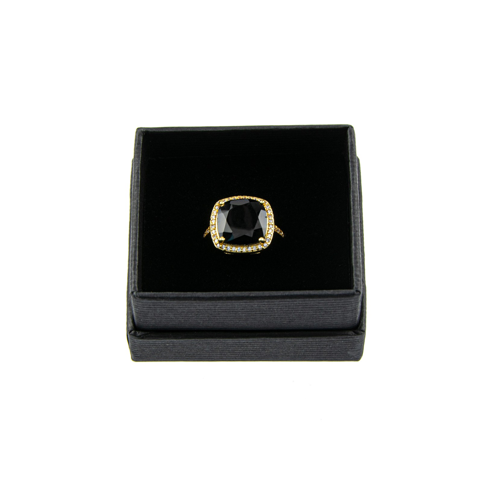 Cushion Cut Genuine Black Onyx Simulated Diamond Halo Ring Size 6