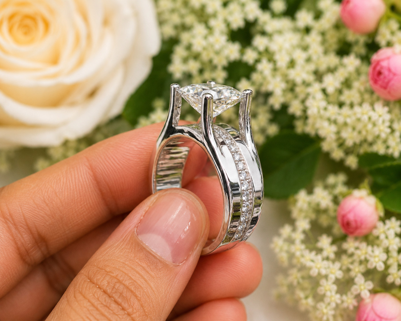 2Ct Lab Created Diamond Solitaire Engagement Ring 14K White Gold Plated Silver