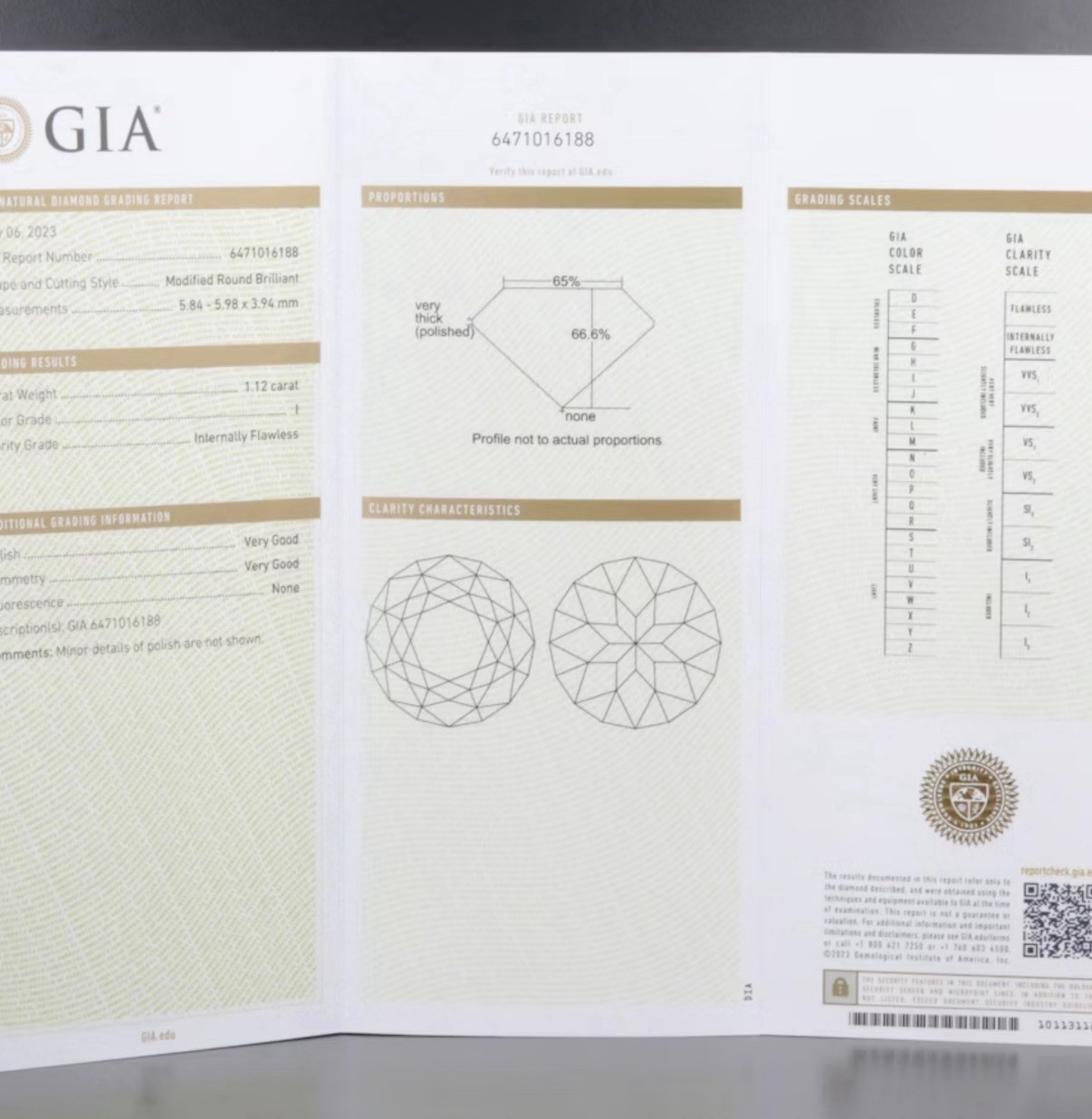 1.12ct Modified Round Brilliant Diamond | IF | Very Good Cut | GIA 6471016188