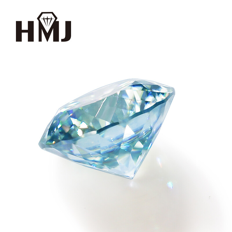 Portuguese Cut Round Moissanite Green Blue Color VVS1 GRA Handmade Loose Gems