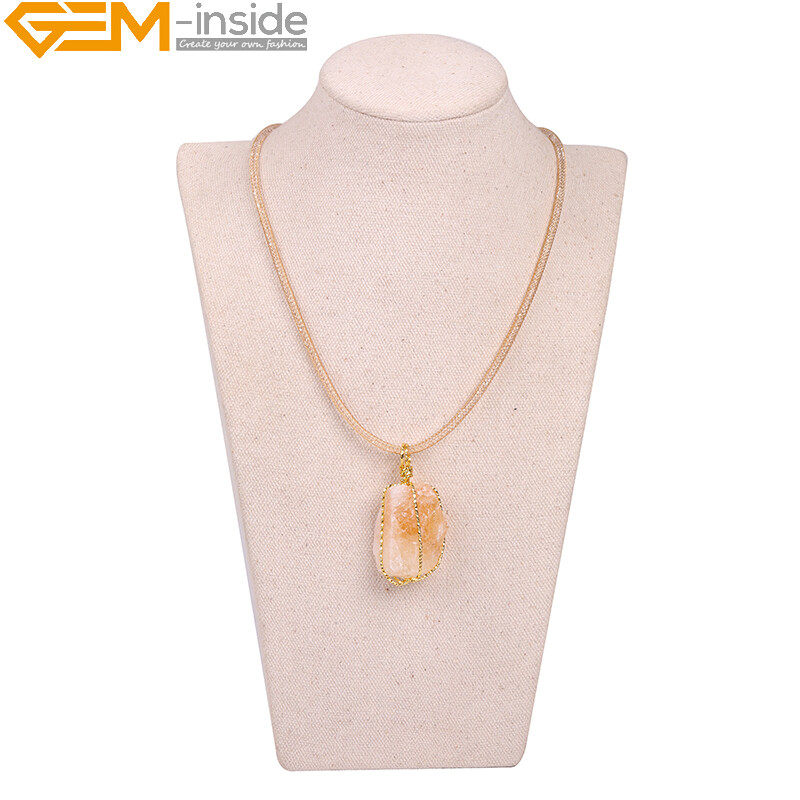 Natural Charm Necklace Raw Crude Crystal Pendulum Quartz Pendants For Women