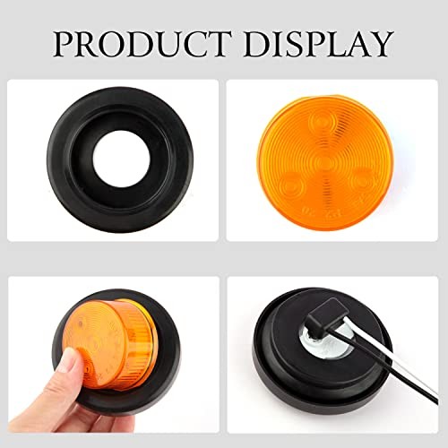 Partswcgg 2″ Inch Round Led Trailer Marker Lights 4 LED, 10 Red + 10 Amber 2″
