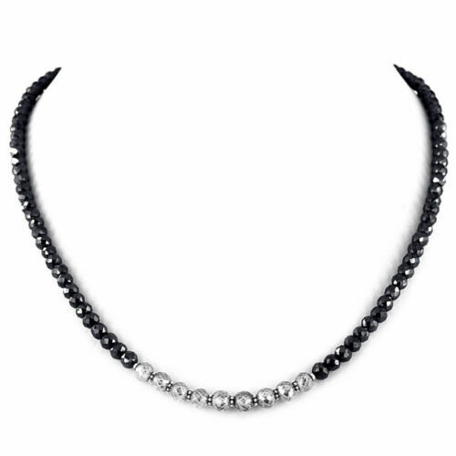 4-5mm Black And White Diamond Necklace 18 Inches Quality AAA Certified !
