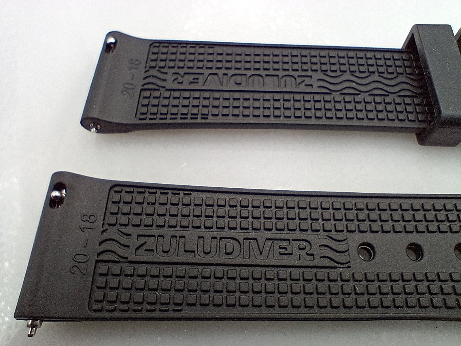 New 20mm Watchgecko Zuludiver HNBR Rubber Watch Strap Black Quick Release 6B360