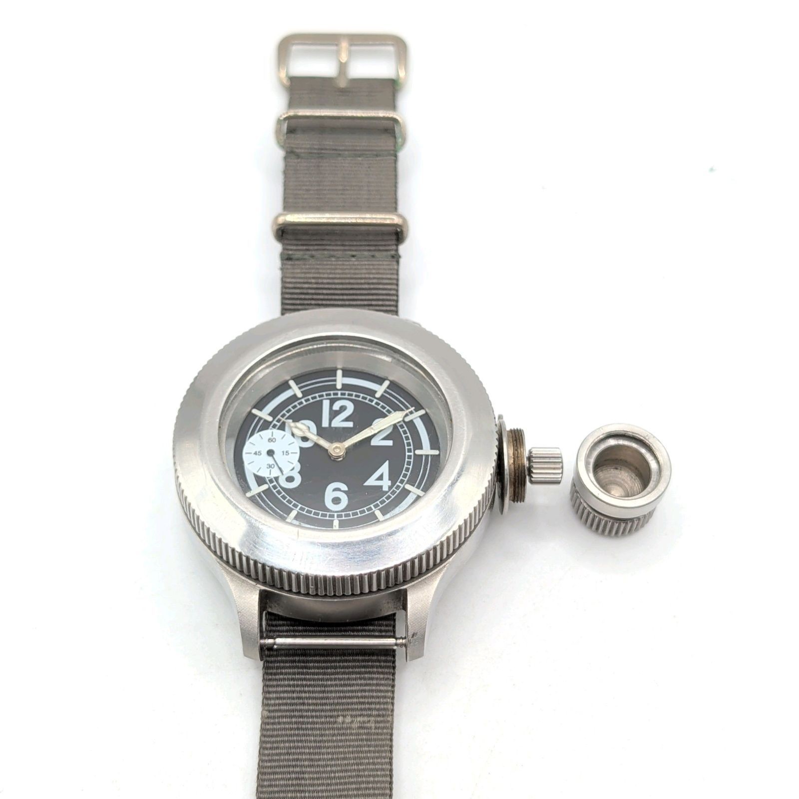 ZENO WATCH Hand Winding Men’s Round Silver Black Dial Small Second Y2K Zeno Watc
