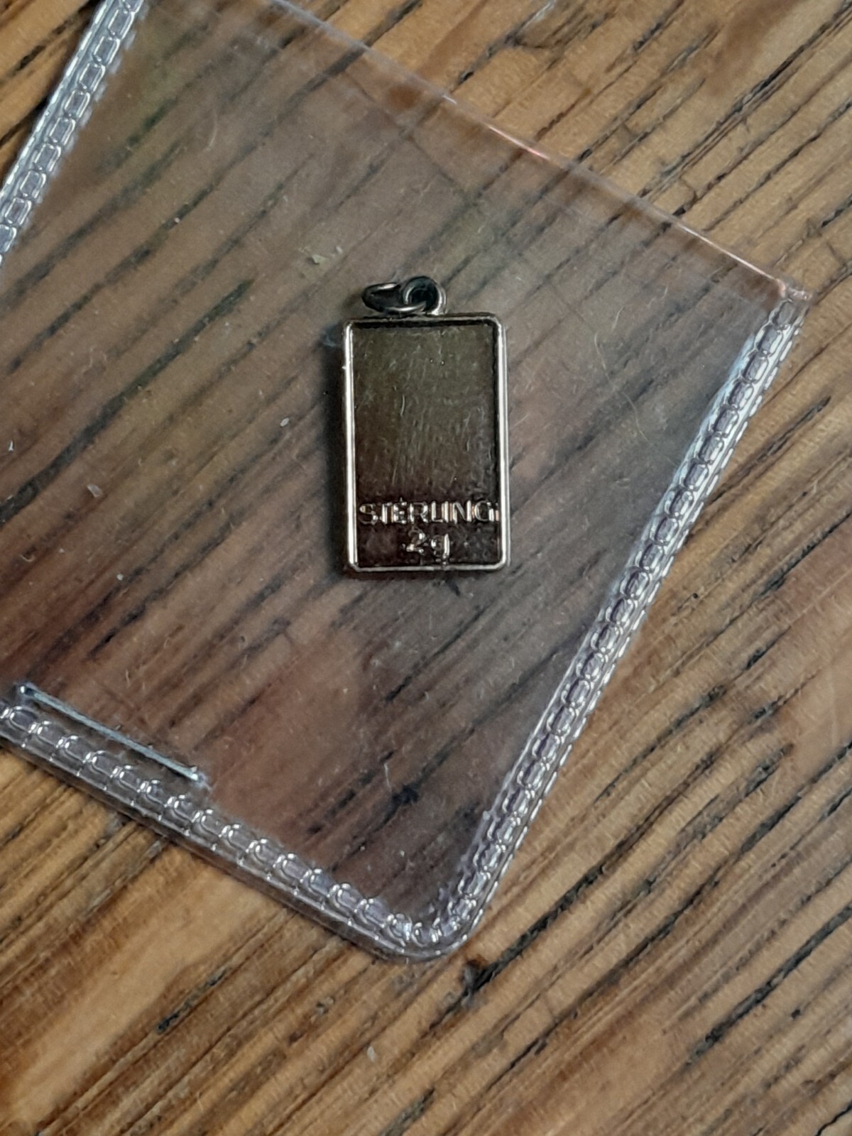925 Sterling Silver Retro Charm Pendant 2 GRAM Gold Plated Bar Rectangle Tag