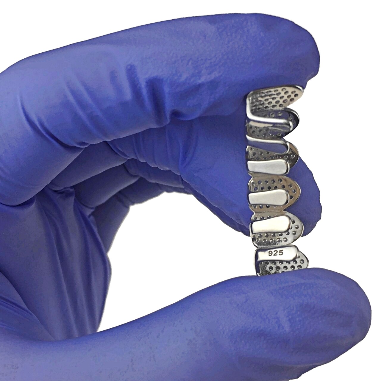 Real 925 Sterling Silver Grillz Micro Pave Iced Flooded Out CZ Bottom Teeth