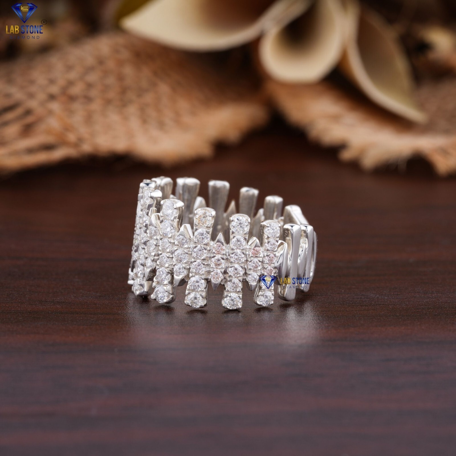 1.46 TDW Round Cut Lab-Created Diamond White Gold Ring EF Color VS Clarity