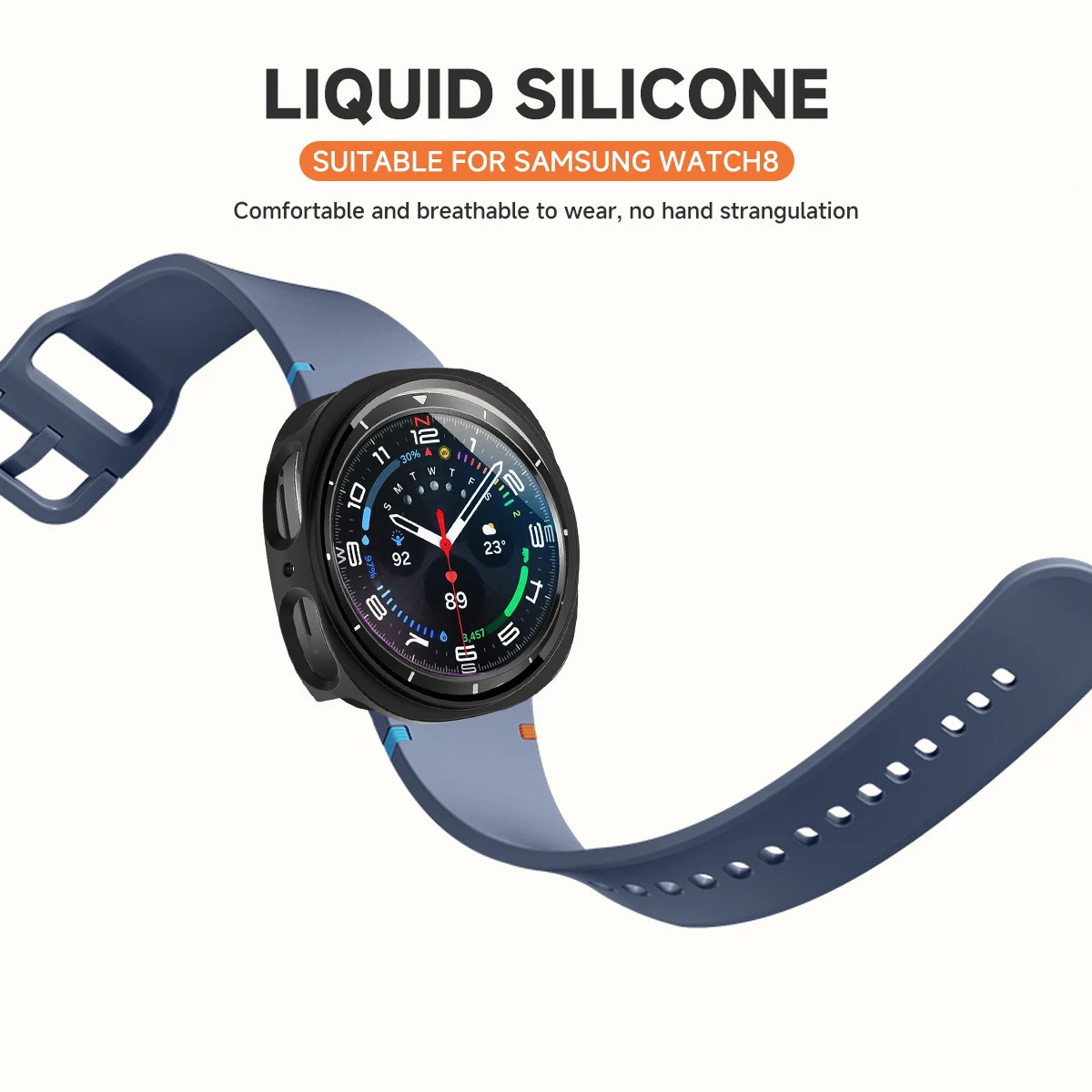Silicone Watch Band Strap+PC Case+Glass For Samsung Galaxy watch 8 40mm 44mm