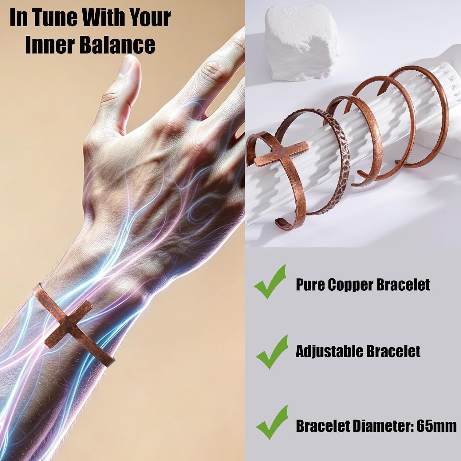 Retro Waterproof Pure Copper Healing Cuff Bracelet – Perfect for Every Occasion