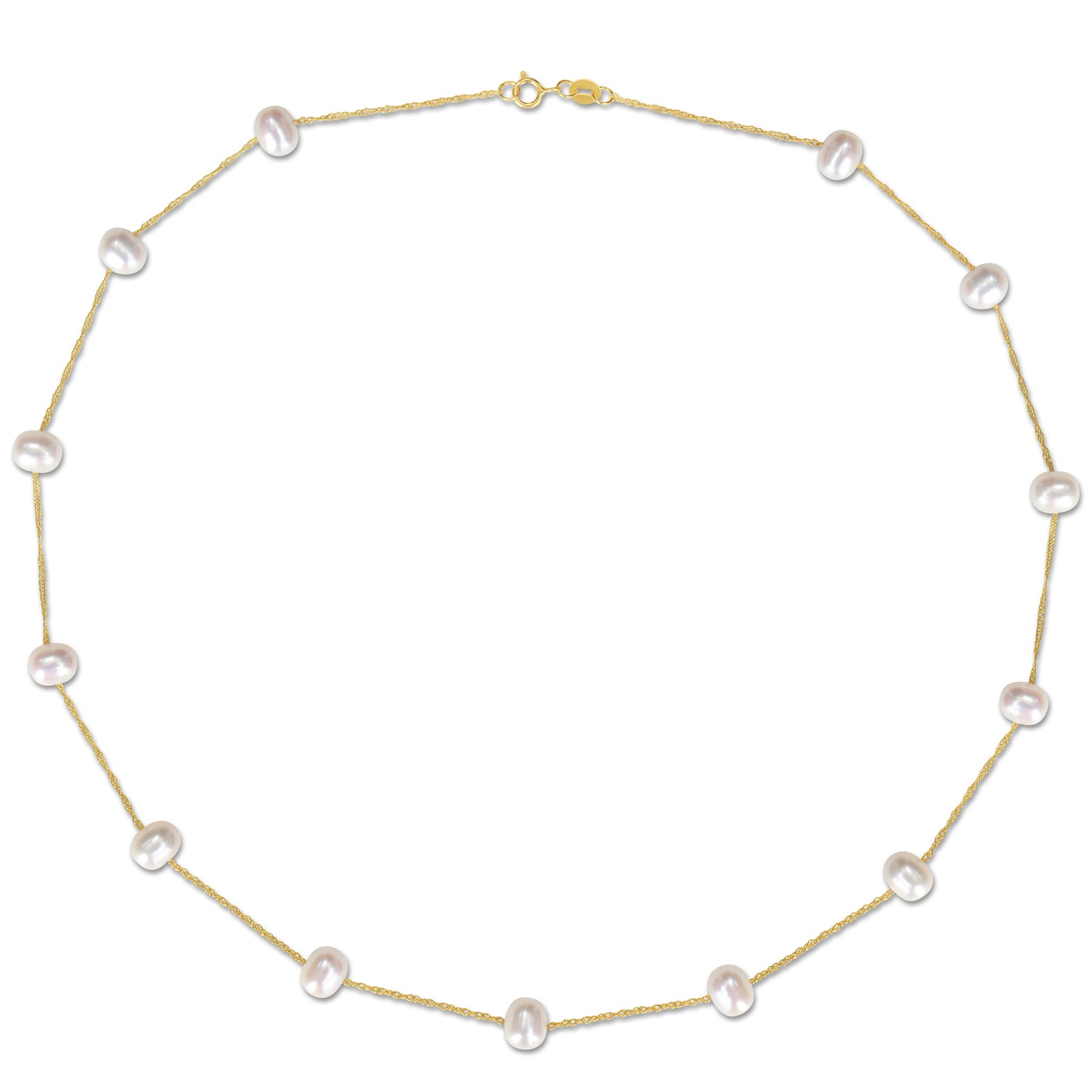 Amour 10k Yellow Gold 5.5-6 mm White Cultured Freshwater Pearl Tin Cup Necklace