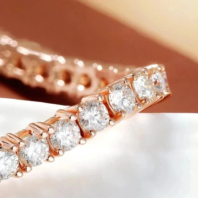 9Ct Round Cut Lab-Created Diamond Tennis Bracelet 14K Rose Gold Plated