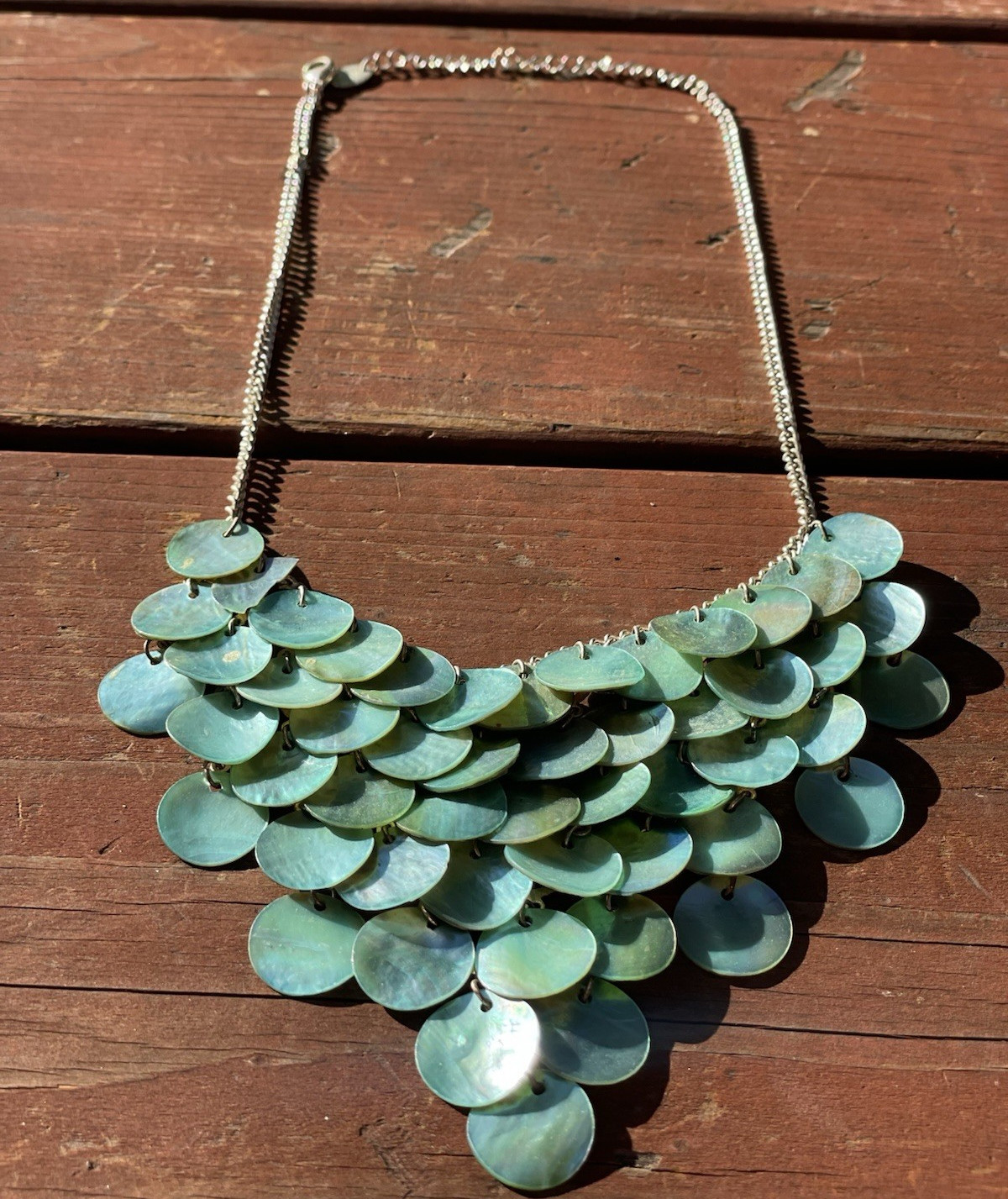 Necklace Turquoise Blue Round Fashion Circle Discs Bib Collar Statement Fringe