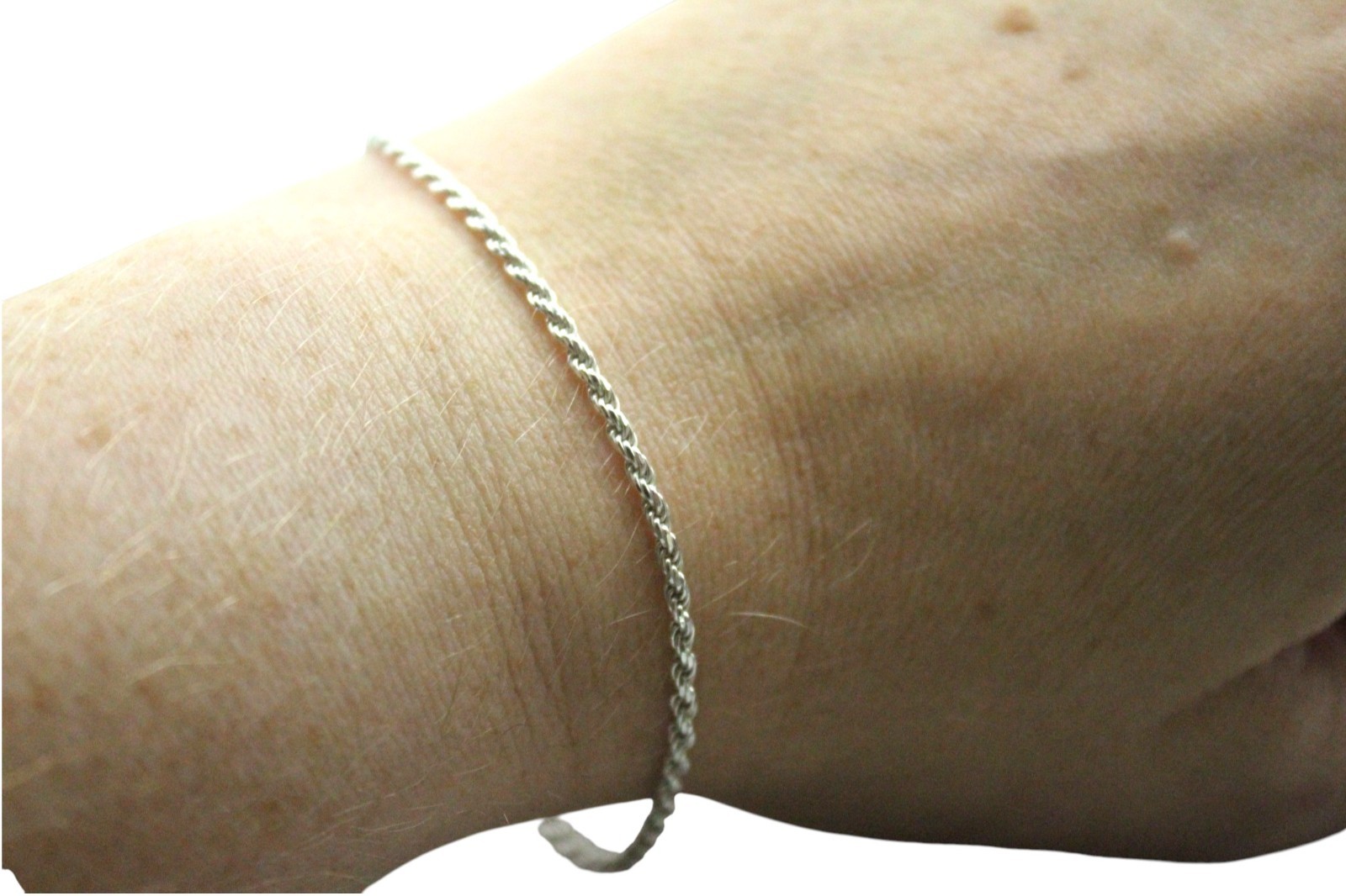 Sterling Silver 925 Made In Italy 2 MM Rope Chain Bracelet 7.75in 3 Grams