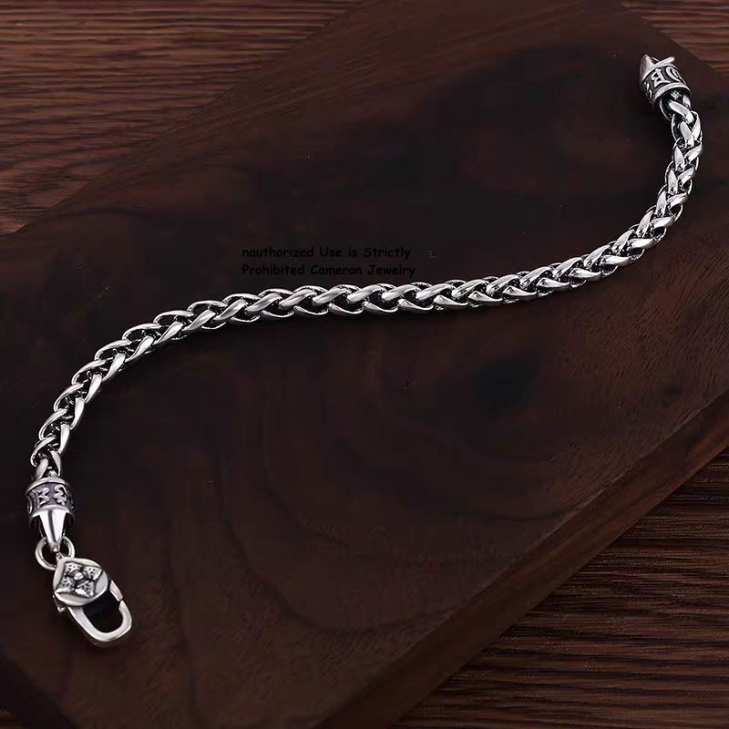 Pure S925 Sterling Silver Chain Unisex 5mm Cross Wheat Link Bracelet 7.1-8.3inch