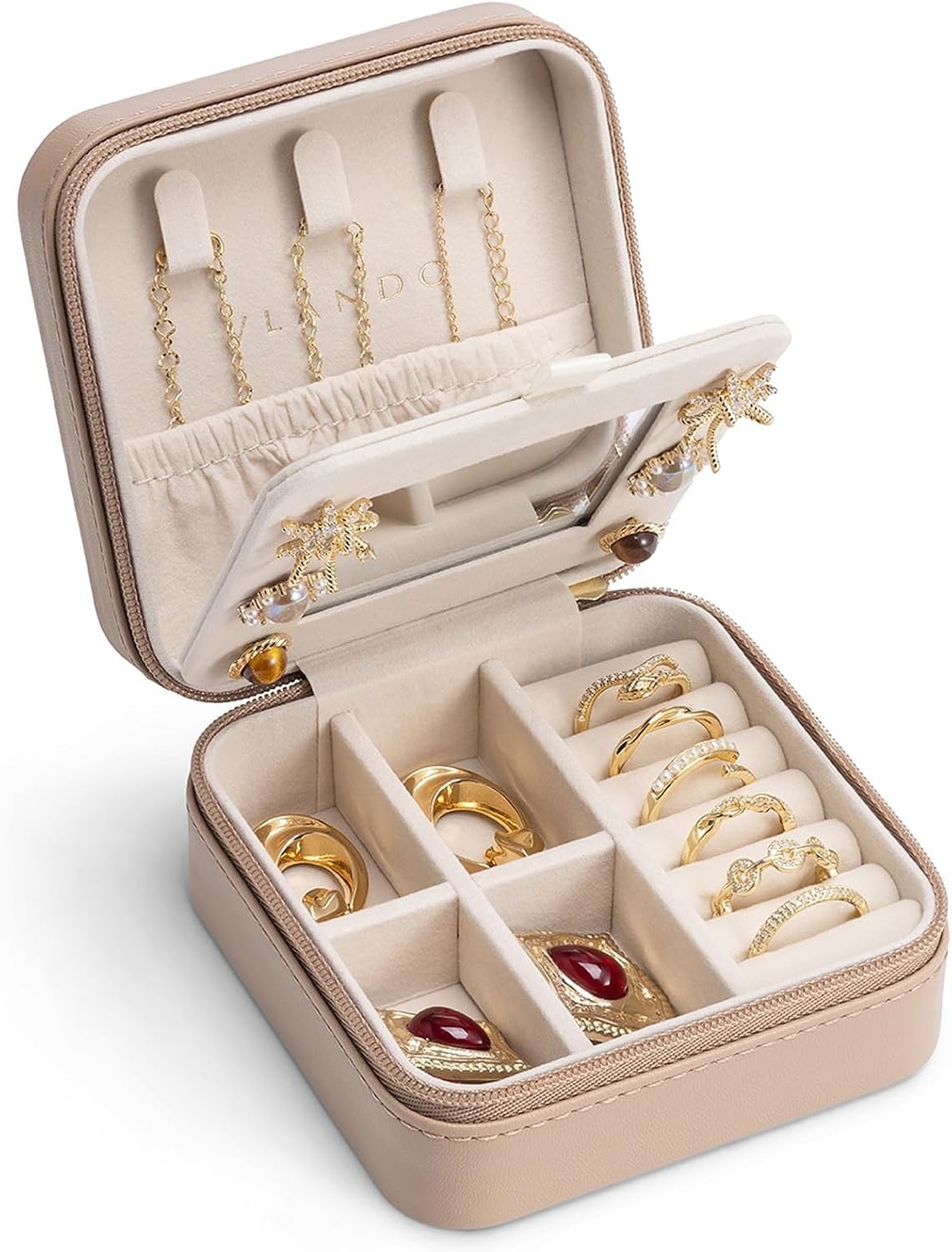 Small Travel Jewelry Box Organizer – Girls Women Gift Rings Earrings Necklace…