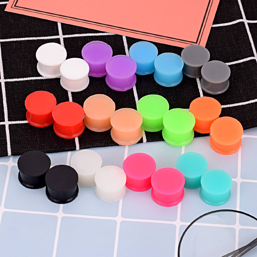 2Pcs Silicone Ear Gauges Double Flared Saddle Ear Tunnels Plug Piercing 2g-3/4″