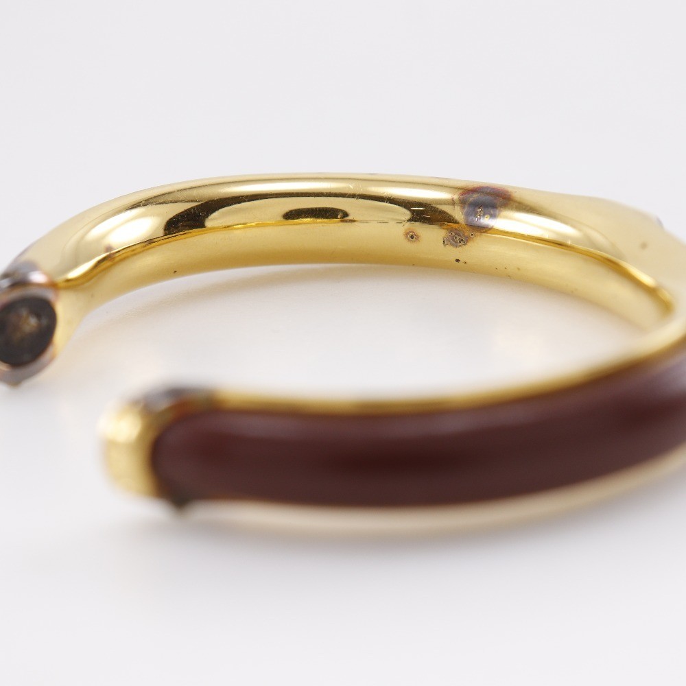 HERMES Bangle vintage Brown Plated Gold/leather 36.3g Women