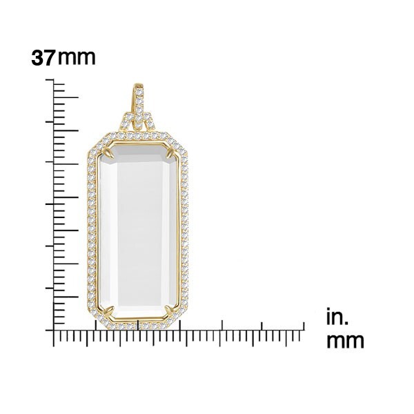 .36 Ct Moissanite Rock Crystal Tablet Pendant 14K Solid Yellow Gold Charm Gift