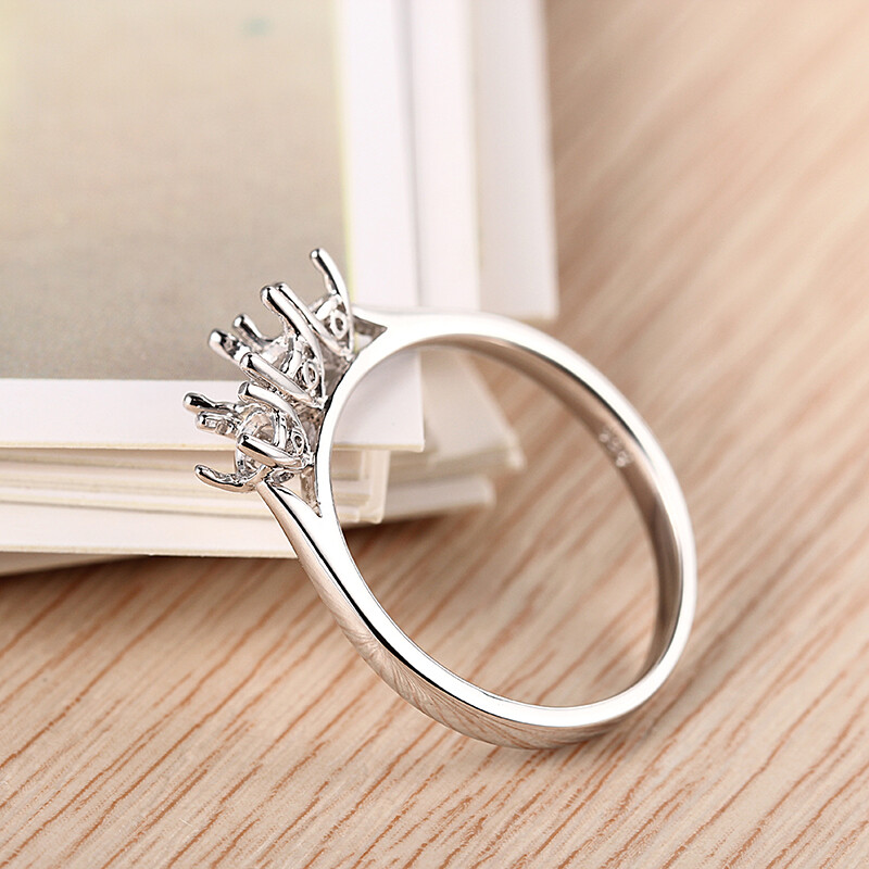 Round 4mm to 4.75mm & 3mm to 3.6mm Semi Mount Ring Solid 10k White Gold Jewelry