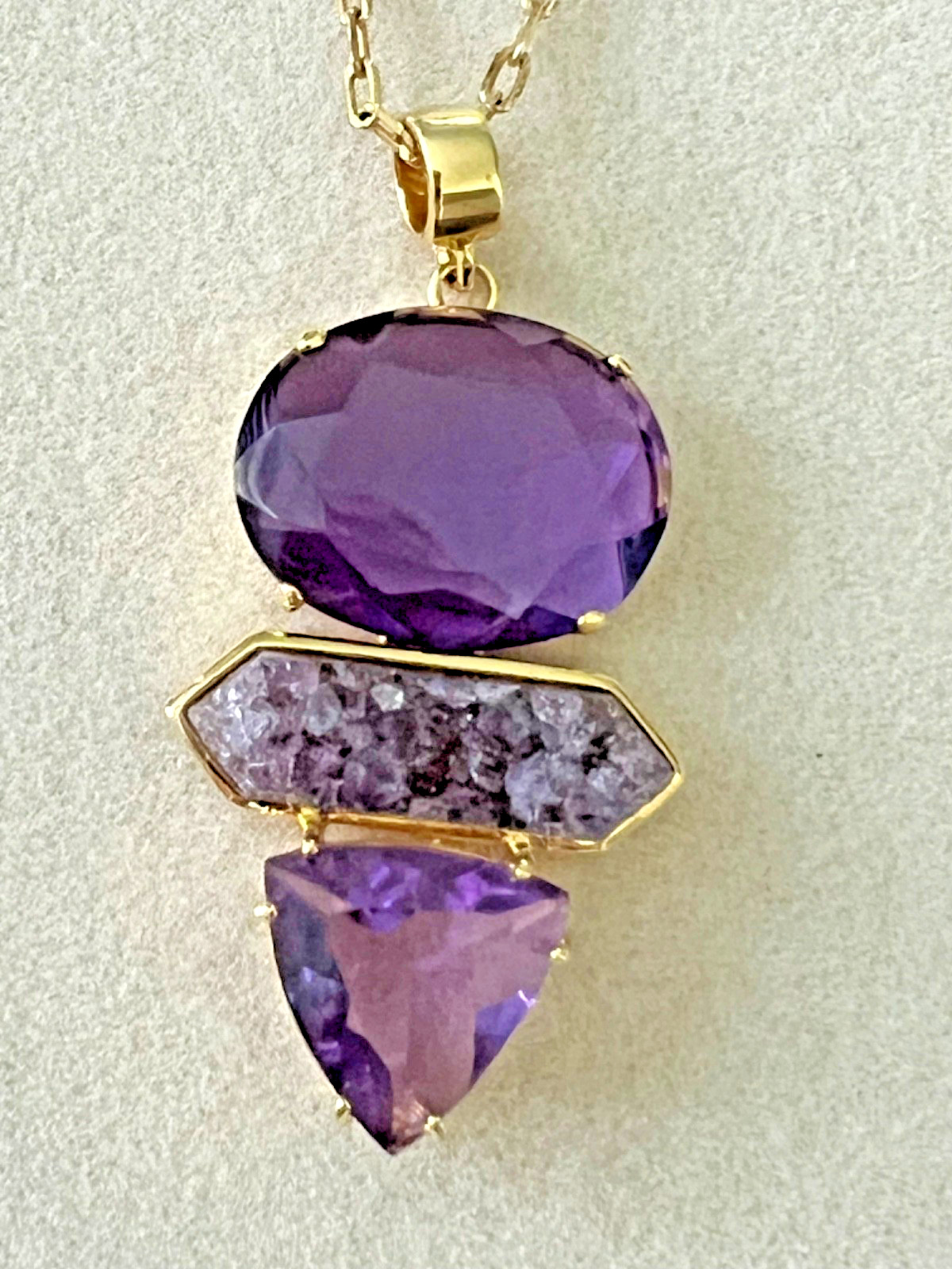 Brazilian Amethyst Pendant Faceted & Raw Combination- Free Shipping