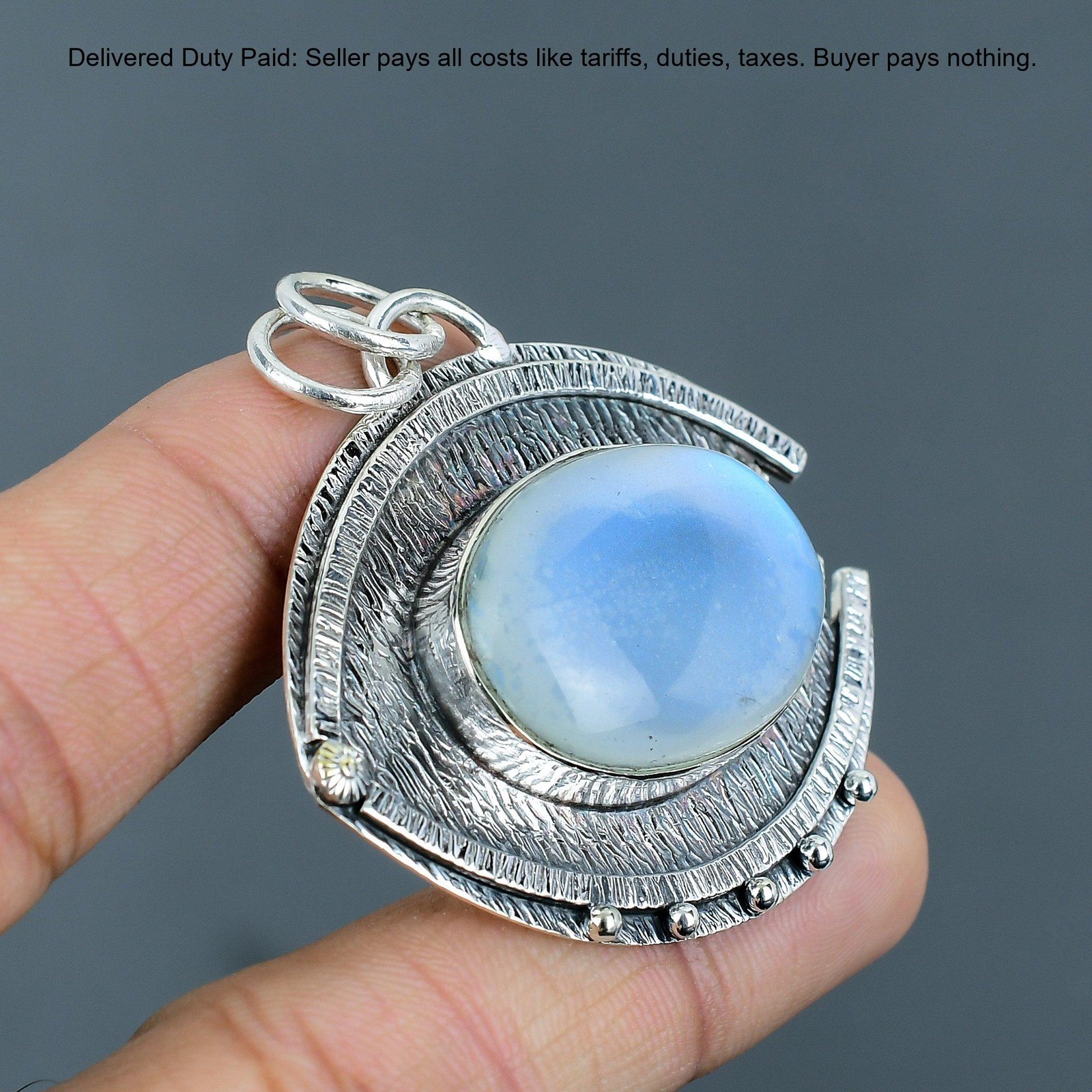 Natural Rainbow Moonstone 925 Silver Handmade Birthday Mother Engagement Pendant
