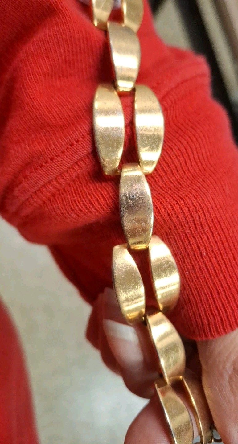Vintage Monet Jewelers Gold Plated Chunky Double Link Bracelet With Safety Chain