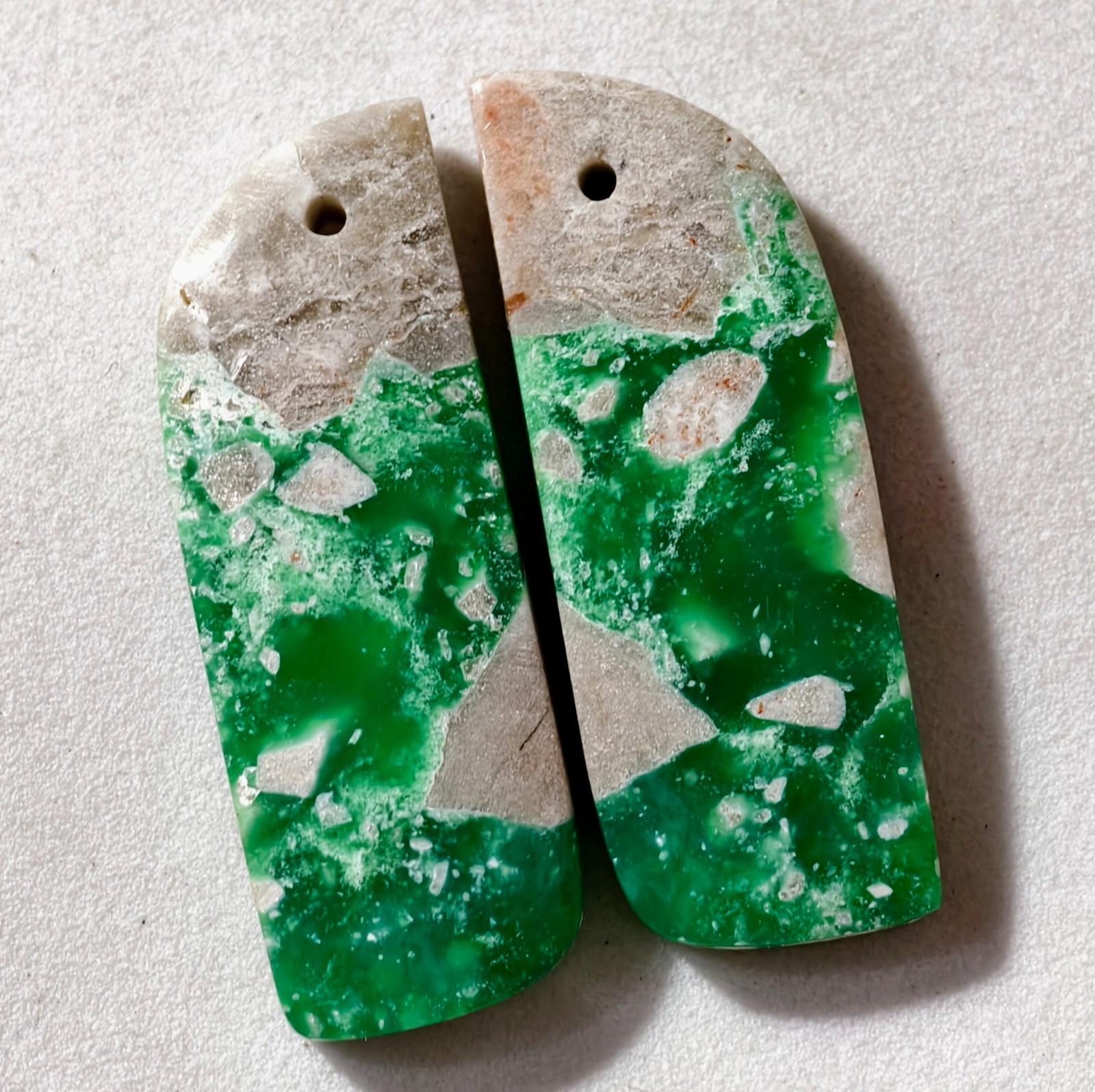 40 Cts Natural Variscite Drilled Match Pair Cabochon Gemstone 35.4 X 12.3 MM