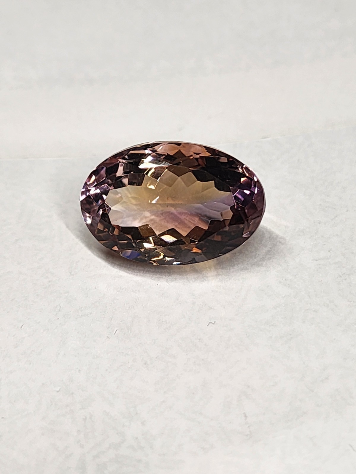 Natural Bolivian Ametrine 21.9ct Oval Cut BiColor Quartz 21.98×14.7×11.36 mm