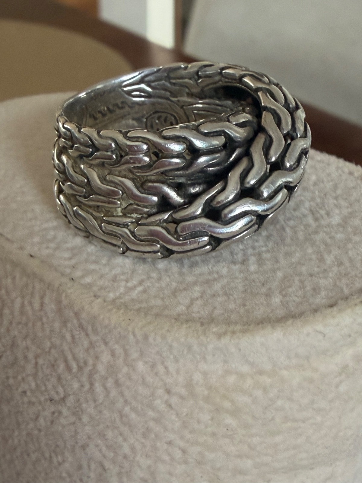 John Hardy-Ring-Sterling Silver–Classic Chain-Wrap- Size 7–Signed-Preowned